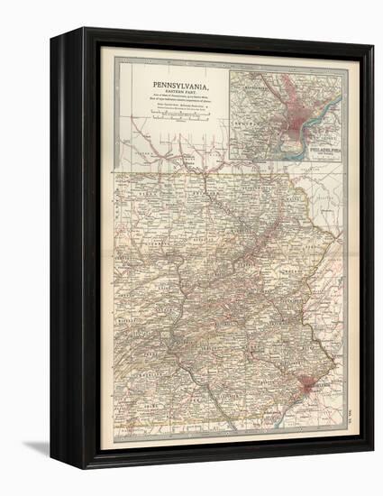 Map of Pennsylvania, Eastern Part. United States. Inset Map of Philadelphia and Vicinity-Encyclopaedia Britannica-Framed Stretched Canvas