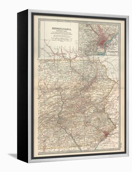 Map of Pennsylvania, Eastern Part. United States. Inset Map of Philadelphia and Vicinity-Encyclopaedia Britannica-Framed Stretched Canvas