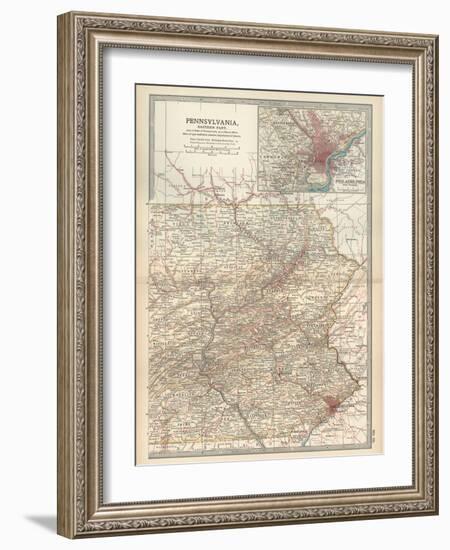 Map of Pennsylvania, Eastern Part. United States. Inset Map of Philadelphia and Vicinity-Encyclopaedia Britannica-Framed Art Print