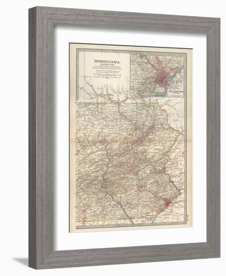 Map of Pennsylvania, Eastern Part. United States. Inset Map of Philadelphia and Vicinity-Encyclopaedia Britannica-Framed Art Print