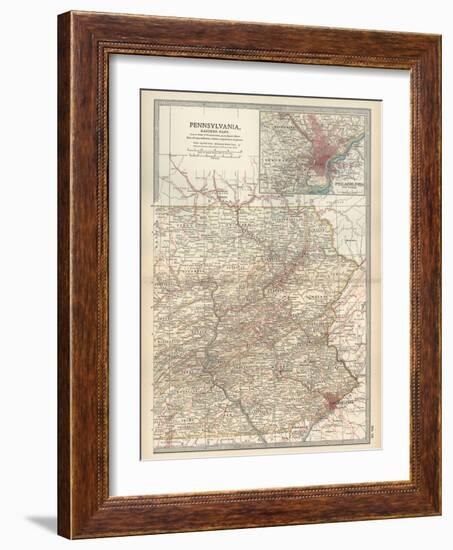 Map of Pennsylvania, Eastern Part. United States. Inset Map of Philadelphia and Vicinity-Encyclopaedia Britannica-Framed Art Print