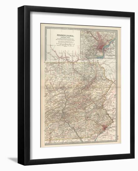 Map of Pennsylvania, Eastern Part. United States. Inset Map of Philadelphia and Vicinity-Encyclopaedia Britannica-Framed Art Print