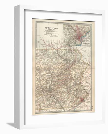 Map of Pennsylvania, Eastern Part. United States. Inset Map of Philadelphia and Vicinity-Encyclopaedia Britannica-Framed Art Print