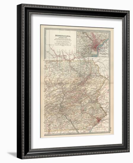 Map of Pennsylvania, Eastern Part. United States. Inset Map of Philadelphia and Vicinity-Encyclopaedia Britannica-Framed Art Print