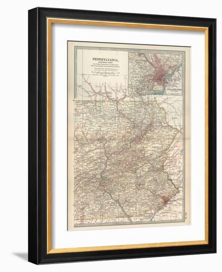 Map of Pennsylvania, Eastern Part. United States. Inset Map of Philadelphia and Vicinity-Encyclopaedia Britannica-Framed Art Print