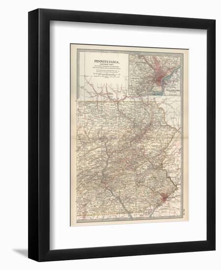 Map of Pennsylvania, Eastern Part. United States. Inset Map of Philadelphia and Vicinity-Encyclopaedia Britannica-Framed Premium Giclee Print