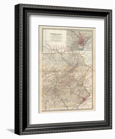 Map of Pennsylvania, Eastern Part. United States. Inset Map of Philadelphia and Vicinity-Encyclopaedia Britannica-Framed Premium Giclee Print