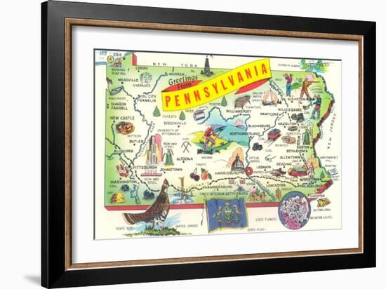 Map of Pennsylvania-null-Framed Art Print