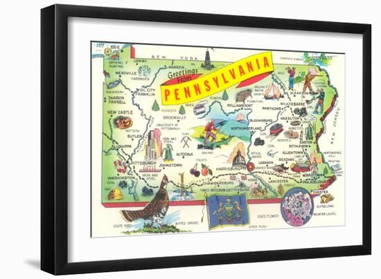 Map of Pennsylvania-null-Framed Art Print