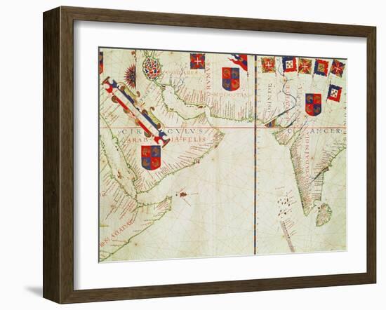 Map of Persia, Arabia and India, from an Atlas, 1571-Fernao Vaz Dourado-Framed Giclee Print