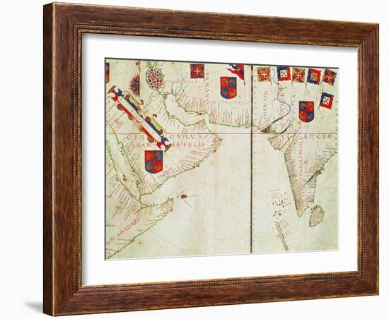 Map of Persia, Arabia and India, from an Atlas, 1571-Fernao Vaz Dourado-Framed Giclee Print