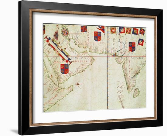 Map of Persia, Arabia and India, from an Atlas, 1571-Fernao Vaz Dourado-Framed Giclee Print