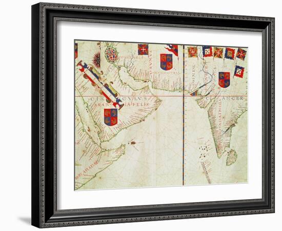 Map of Persia, Arabia and India, from an Atlas, 1571-Fernao Vaz Dourado-Framed Giclee Print