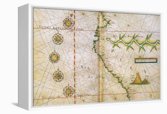 Map of Peru Coast, 1630-Science Source-Framed Premier Image Canvas