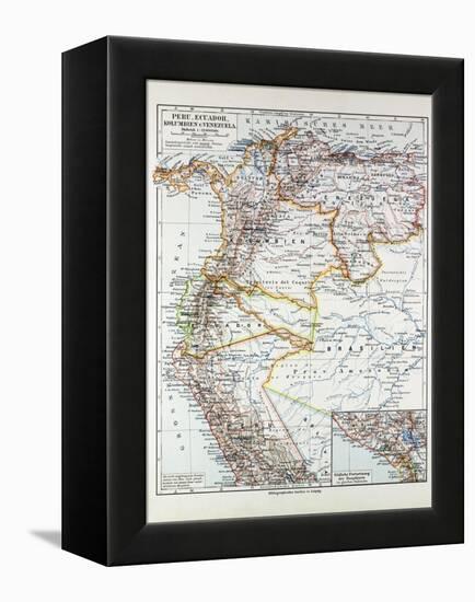 Map of Peru Ecuador Venezuela and Columbia 1899-null-Framed Premier Image Canvas