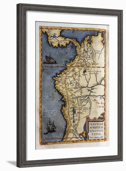 Map of Peru-Abraham Ortelius-Framed Art Print