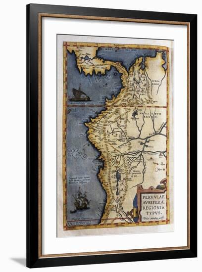 Map of Peru-Abraham Ortelius-Framed Art Print