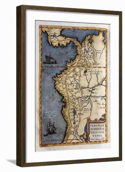 Map of Peru-Abraham Ortelius-Framed Art Print