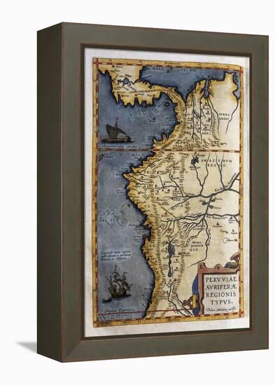 Map of Peru-Abraham Ortelius-Framed Stretched Canvas