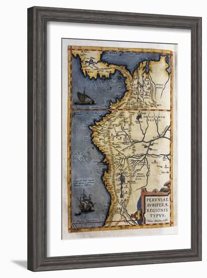 Map of Peru-Abraham Ortelius-Framed Art Print