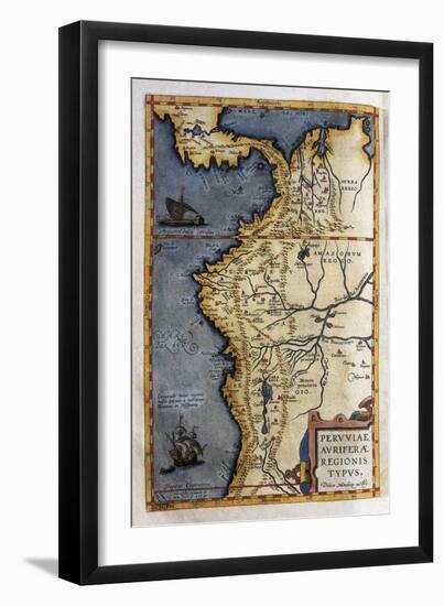 Map of Peru-Abraham Ortelius-Framed Art Print