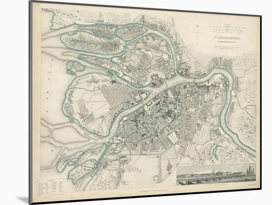 Map of Petersburg, 1834-W.B. Clarke-Mounted Giclee Print