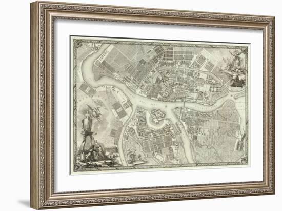 Map of Petersburg (Book to the 50th Anniversary of the Founding of St. Petersbur), 1753-null-Framed Giclee Print