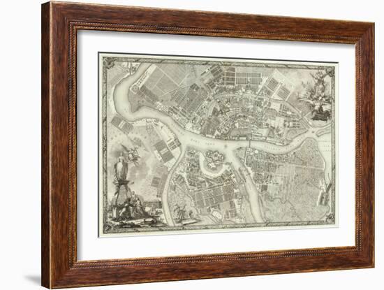 Map of Petersburg (Book to the 50th Anniversary of the Founding of St. Petersbur), 1753-null-Framed Giclee Print