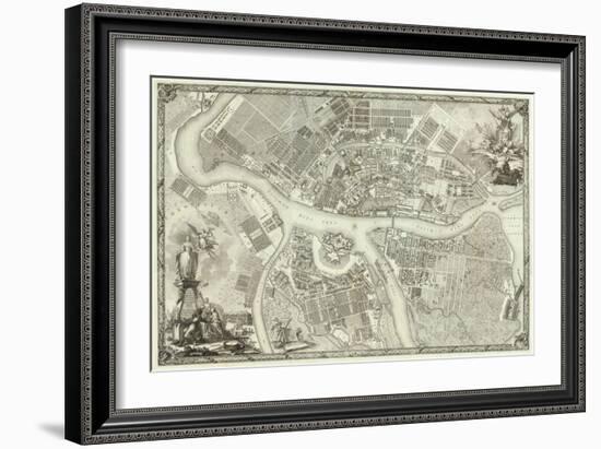 Map of Petersburg (Book to the 50th Anniversary of the Founding of St. Petersbur), 1753-null-Framed Giclee Print