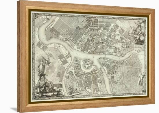 Map of Petersburg (Book to the 50th Anniversary of the Founding of St. Petersbur), 1753-null-Framed Premier Image Canvas