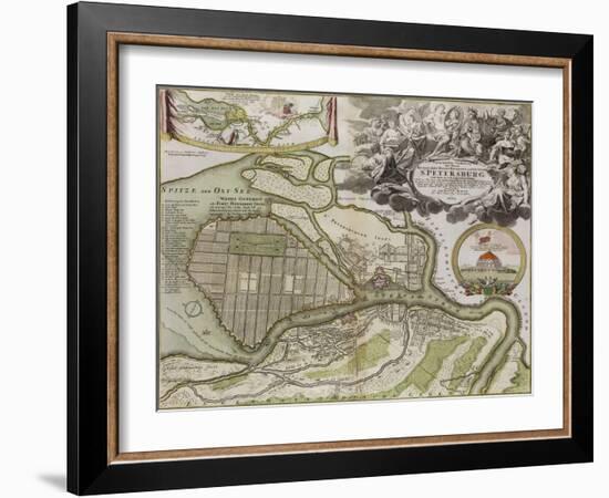 Map of Petersburg (Saint Petersburg Master Pla)-Jean-Baptiste Alexandre Le Blond-Framed Giclee Print