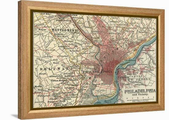 Map of Philadelphia (C. 1900), Maps-Encyclopaedia Britannica-Framed Stretched Canvas