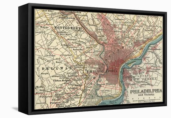 Map of Philadelphia (C. 1900), Maps-Encyclopaedia Britannica-Framed Stretched Canvas