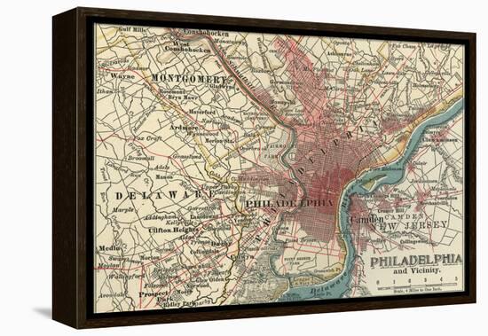 Map of Philadelphia (C. 1900), Maps-Encyclopaedia Britannica-Framed Stretched Canvas