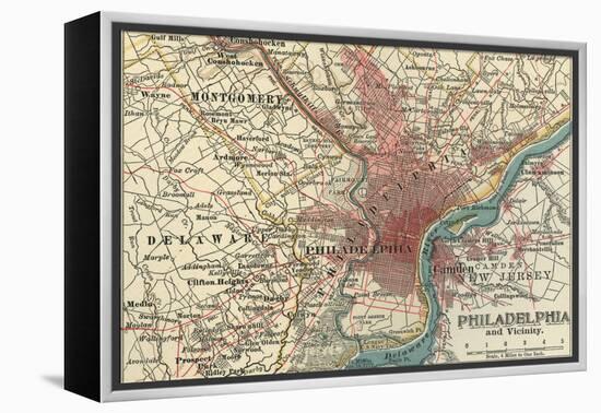 Map of Philadelphia (C. 1900), Maps-Encyclopaedia Britannica-Framed Stretched Canvas