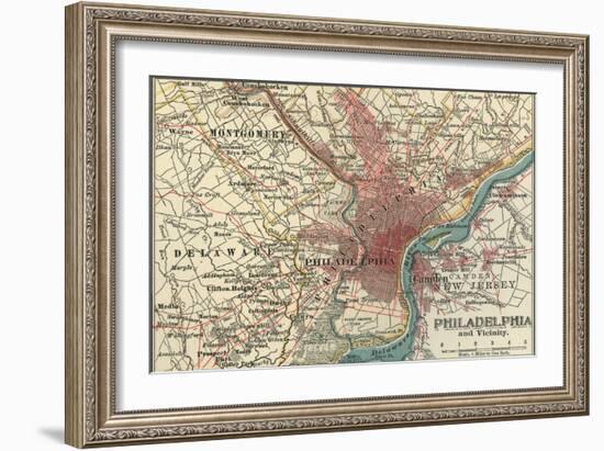 Map of Philadelphia (C. 1900), Maps-Encyclopaedia Britannica-Framed Art Print