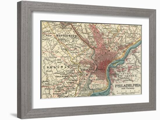 Map of Philadelphia (C. 1900), Maps-Encyclopaedia Britannica-Framed Art Print