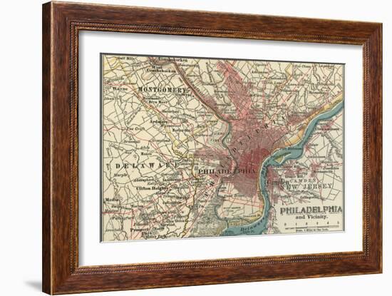 Map of Philadelphia (C. 1900), Maps-Encyclopaedia Britannica-Framed Art Print