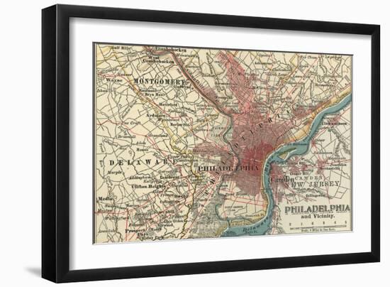 Map of Philadelphia (C. 1900), Maps-Encyclopaedia Britannica-Framed Art Print