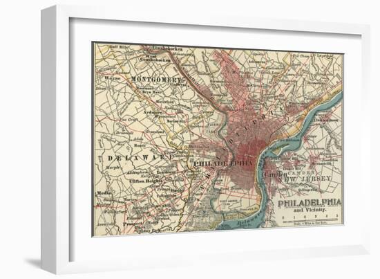 Map of Philadelphia (C. 1900), Maps-Encyclopaedia Britannica-Framed Art Print