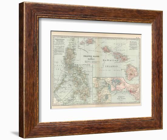 Map of Philippine Islands and Hawaii. Insets of Manila and Vicinity and Honolulu and Pearl Harbor-Encyclopaedia Britannica-Framed Art Print