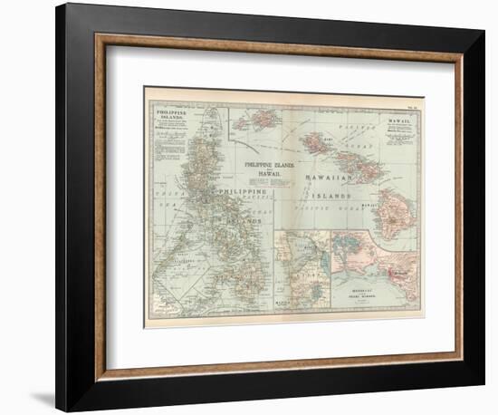 Map of Philippine Islands and Hawaii. Insets of Manila and Vicinity and Honolulu and Pearl Harbor-Encyclopaedia Britannica-Framed Art Print