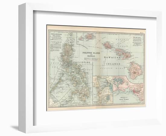 Map of Philippine Islands and Hawaii. Insets of Manila and Vicinity and Honolulu and Pearl Harbor-Encyclopaedia Britannica-Framed Art Print