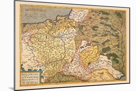 Map of Poland and Eastern Europe-Abraham Ortelius-Mounted Art Print