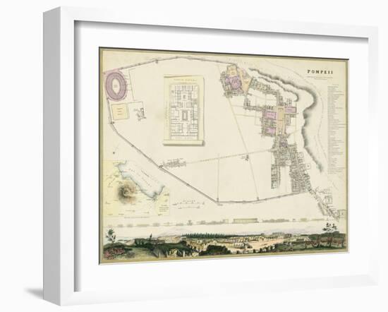 Map of Pompeii-T.E. Nicholson-Framed Art Print