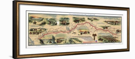 Map of Pony Express Route, 1860-1861-Science Source-Framed Giclee Print