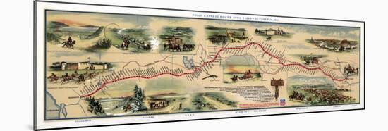 Map of Pony Express Route, 1860-1861-Science Source-Mounted Giclee Print