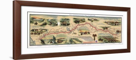 Map of Pony Express Route, 1860-1861-Science Source-Framed Giclee Print