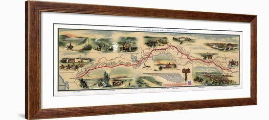 Map of Pony Express Route, 1860-1861-Science Source-Framed Giclee Print