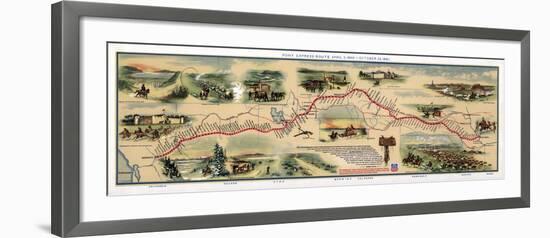 Map of Pony Express Route, 1860-1861-Science Source-Framed Giclee Print